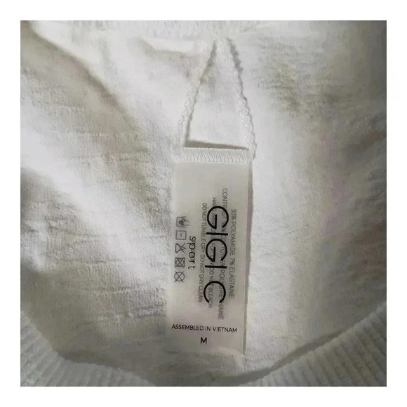 Gigi C Sport Isabella Textured Pullover Cropped Long Sleeve White Women's Medium - Picture 3 of 4